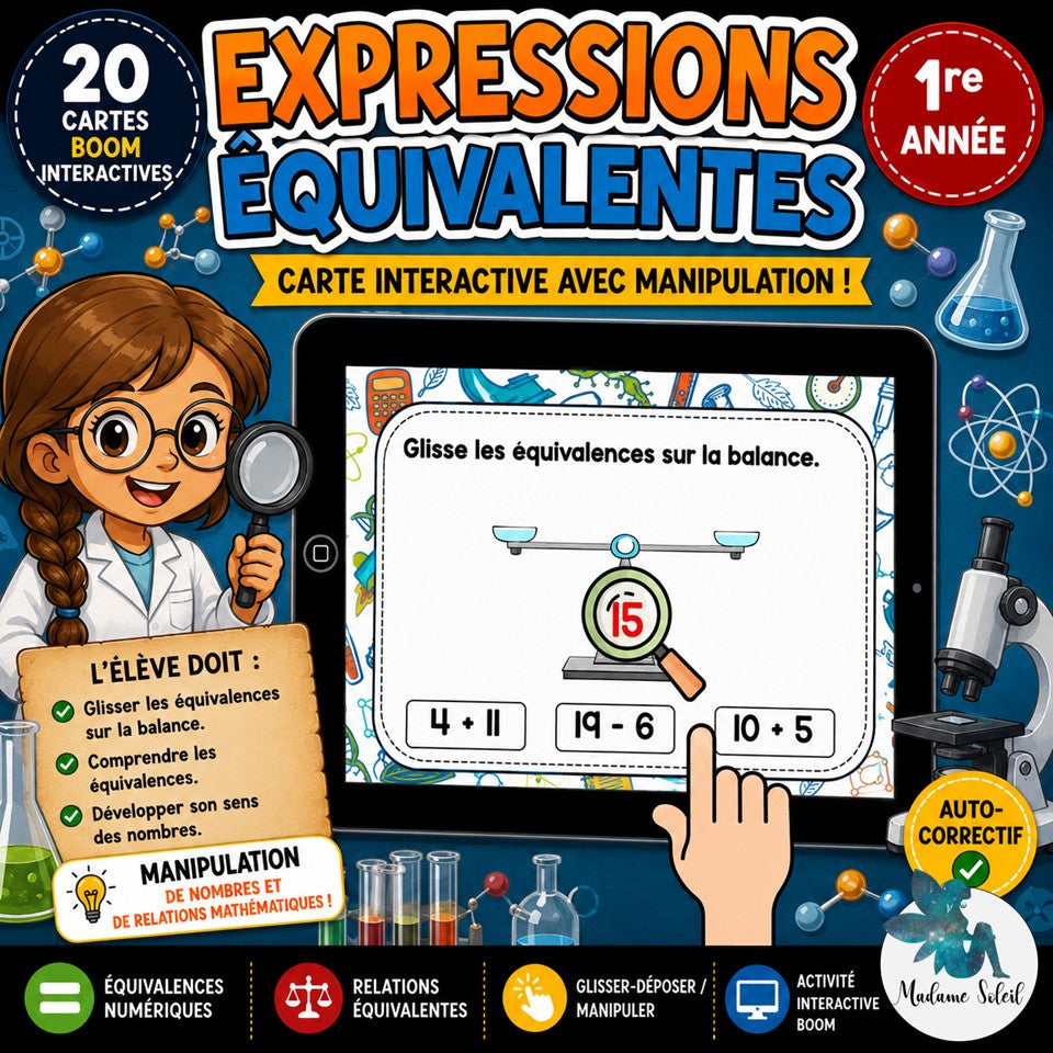 Expressions équivalentes 0-20 Boom Cards