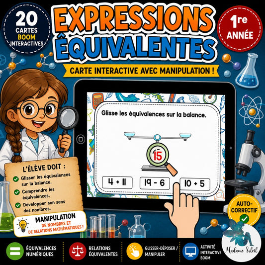 Expressions équivalentes 0-20 Boom Cards