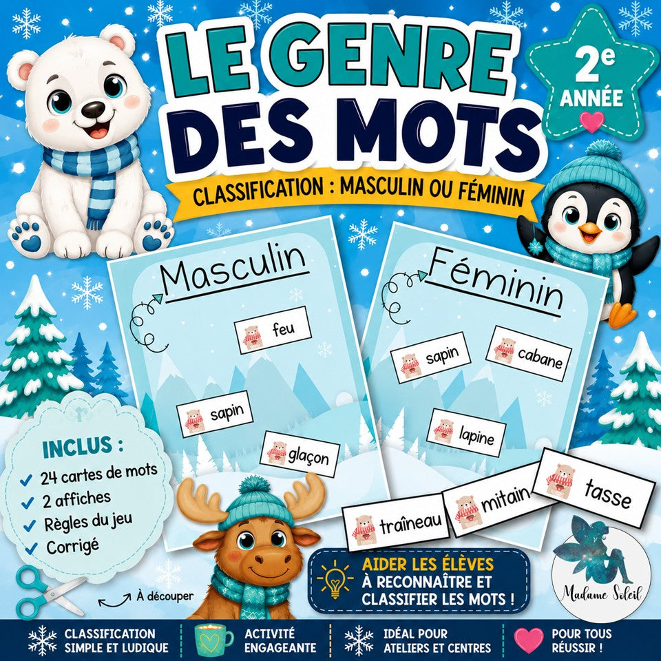 Le genre des noms communs en 2e année : Féminin et masculin
