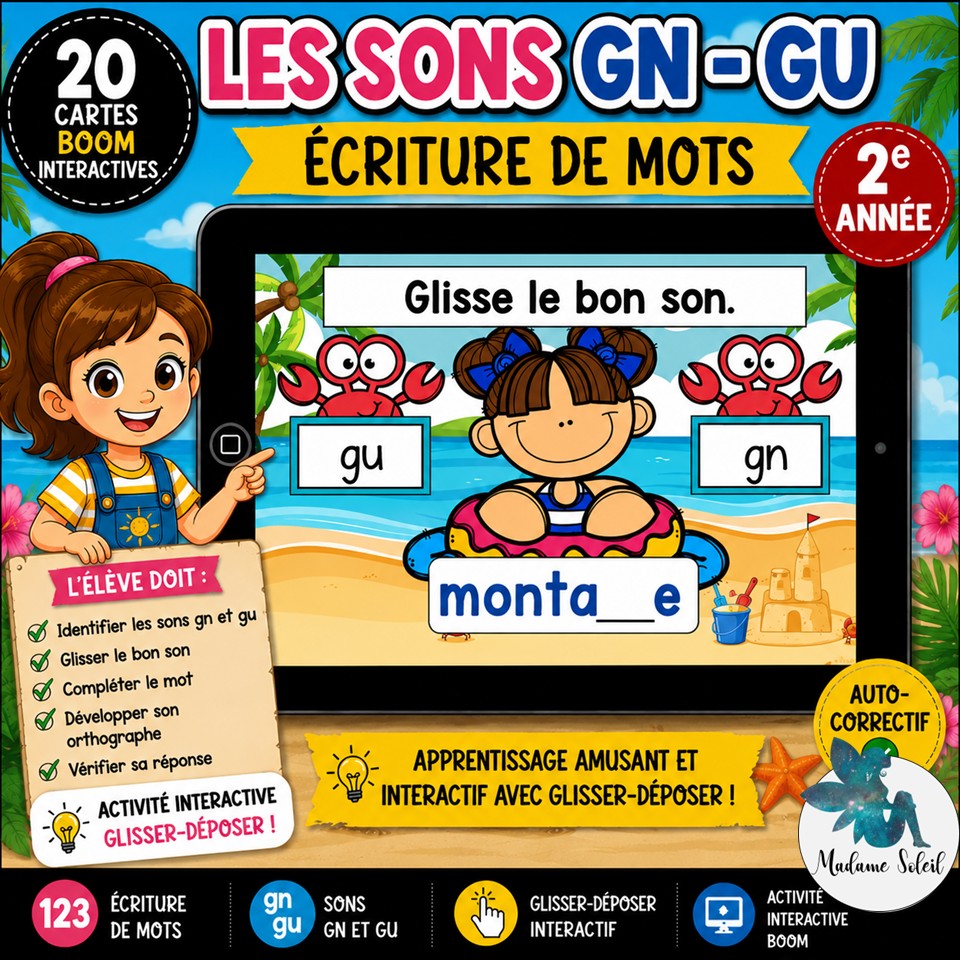 Les sons gu et gn Boom Cards