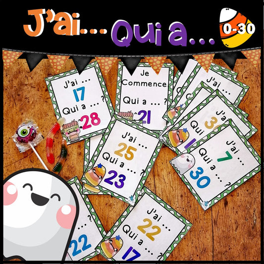 J'ai Qui a Les nombres de 0-30 Halloween
