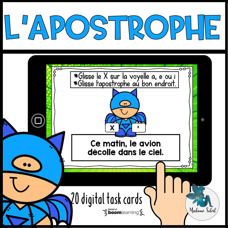 L'apostrophe chez les superhéros Boom Cards