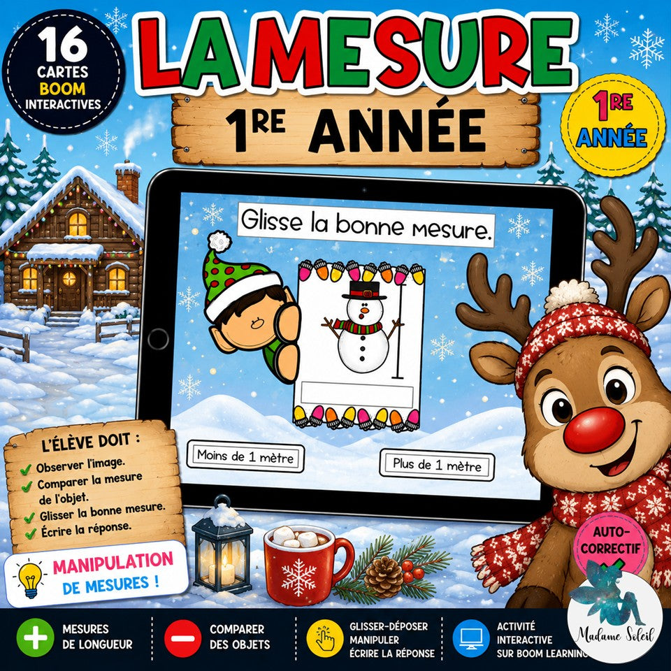 La mesure de Noël 1re année Boom Cards