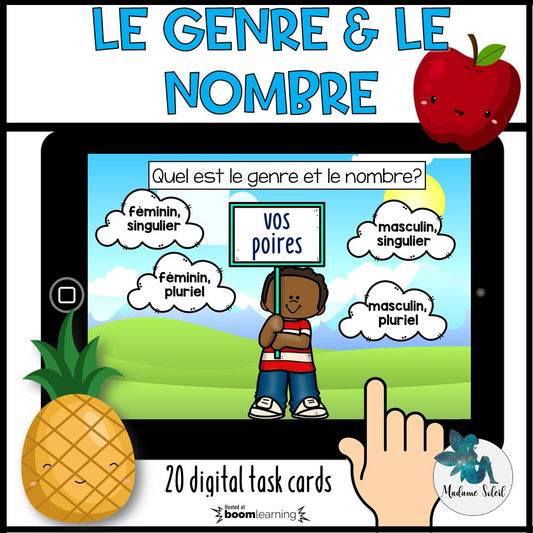 Le genre et le nombre des aliments- Boom Cards