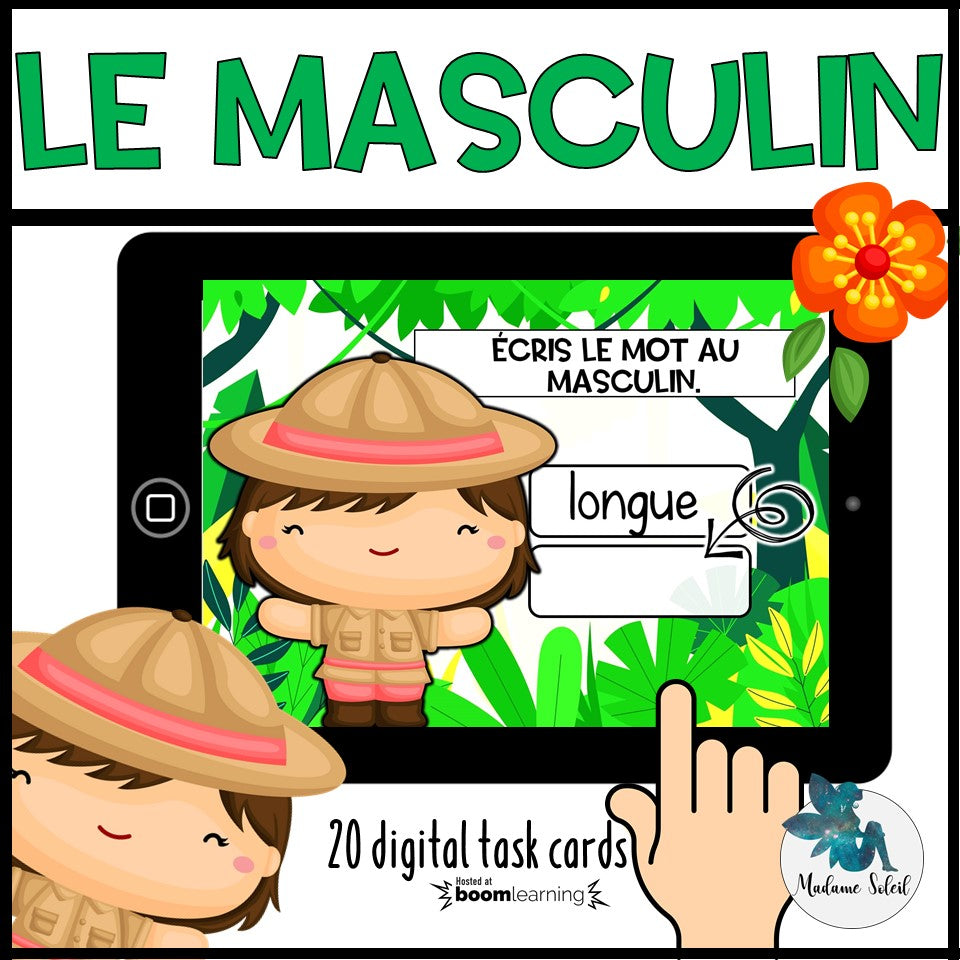 Le masculin des adjectifs – Boom Cards