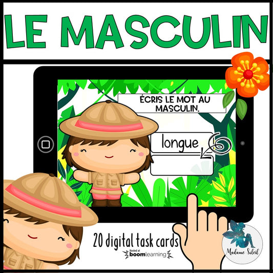 Le masculin des adjectifs – Boom Cards