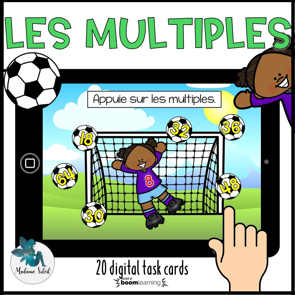 Les multiples du nombre au soccer - Boom Cards