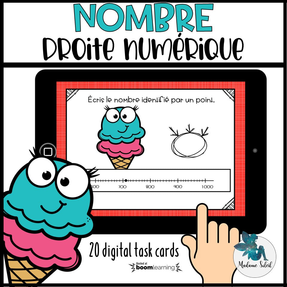 Nombre sur une droite numérique 0-1000 - Boom Cards