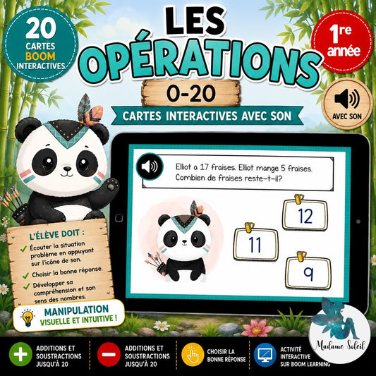 Résolution de problèmes 0-20 en 1re année Boom Cards