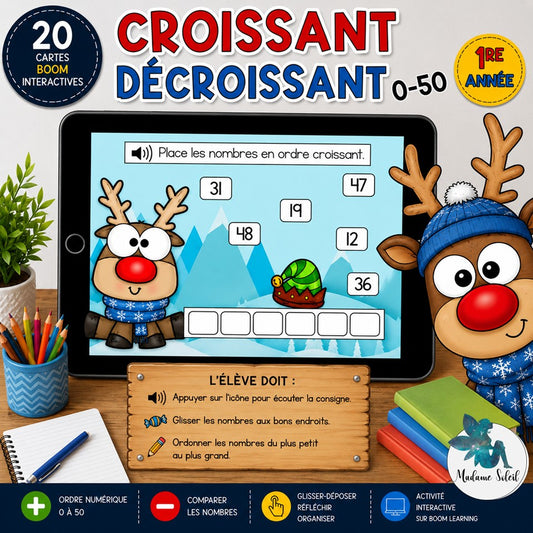 Ordre croissant décroissant de Noël BOOMS CARDS