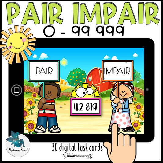 Nombre pair et impair 0 à 99 999 - Boom Cards