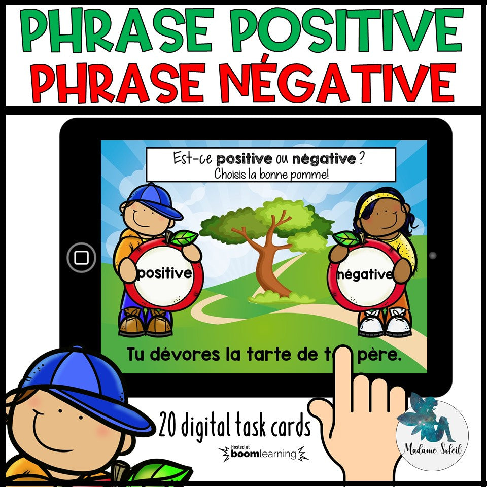Positif ou négatif? À toi de choisir la bonne pomme! – Boom Cards