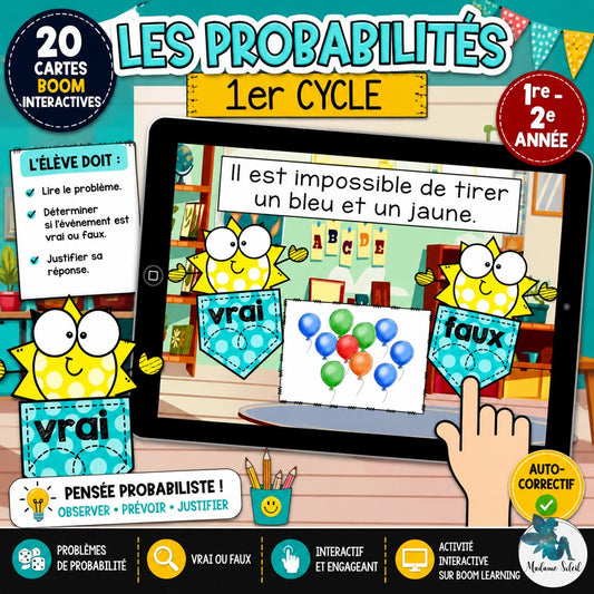 Les probabilités en 1re et 2e année Boom Cards