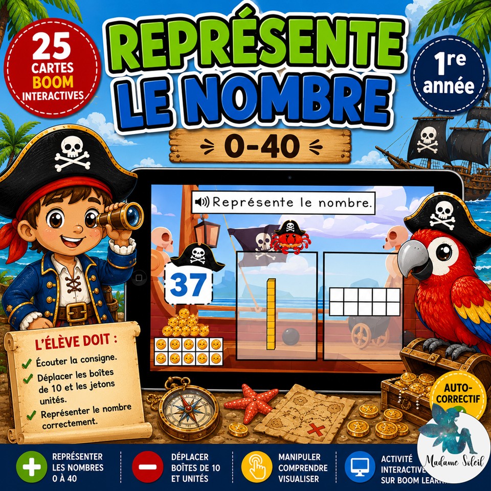 Représente le nombre 0-40 Les pirates Boom Cards