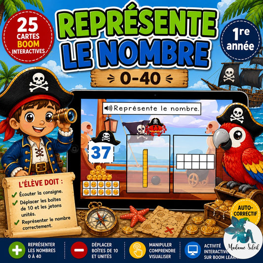 Représente le nombre 0-40 Les pirates Boom Cards