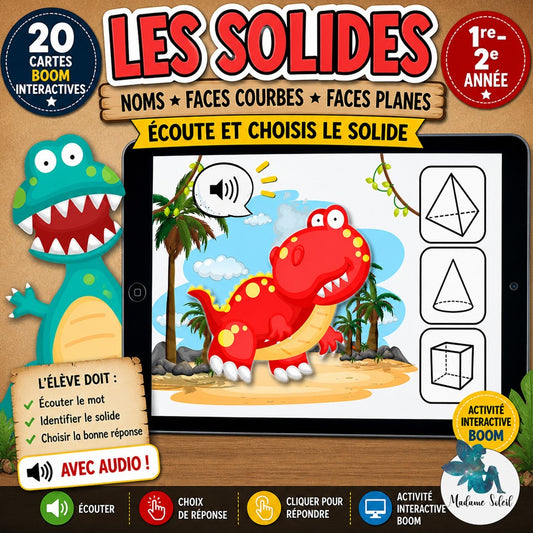 Les solides 1re-2e année Boom Cards