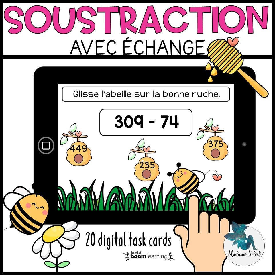 Soustraction avec échange Boom Cards