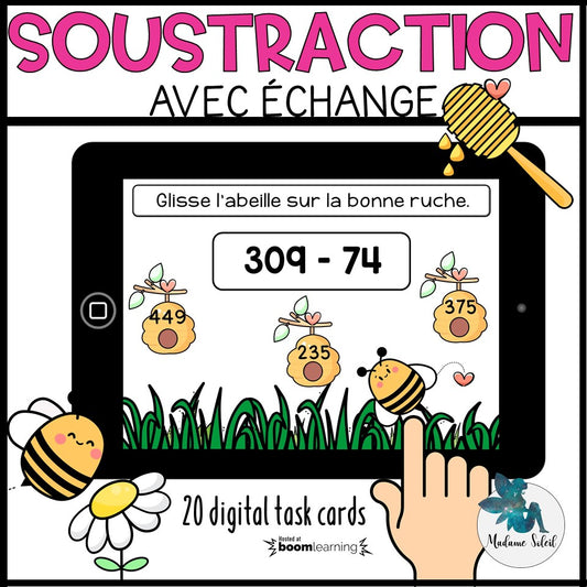 Soustraction avec échange Boom Cards