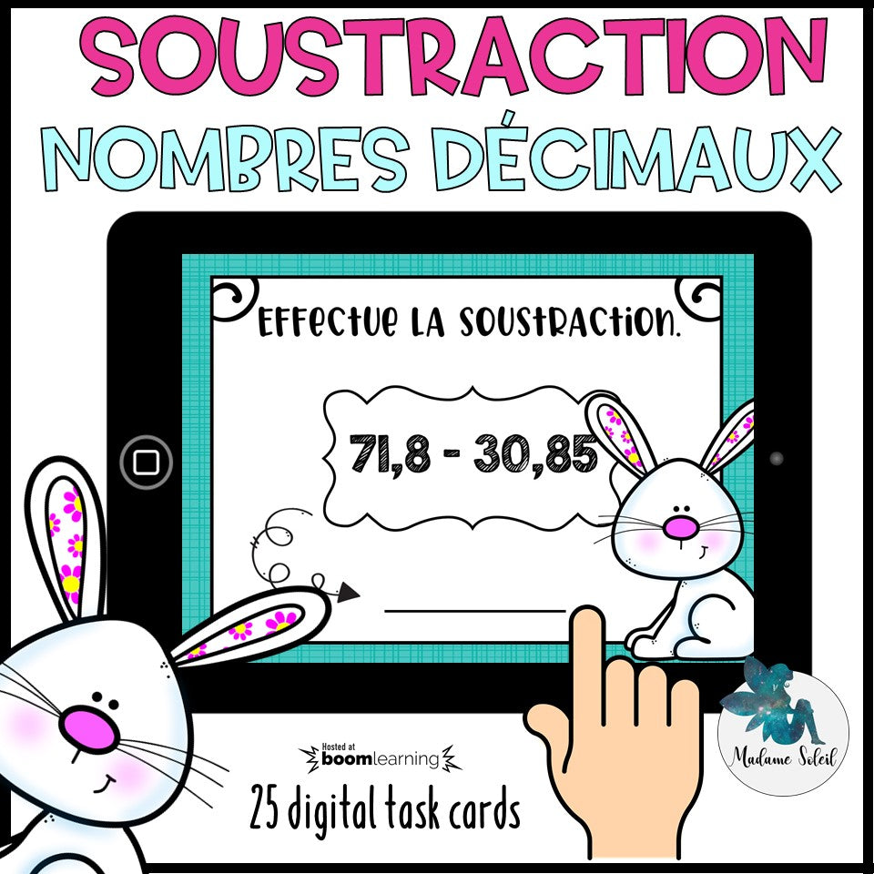 Soustraction de nombres décimaux BOOM CARDS