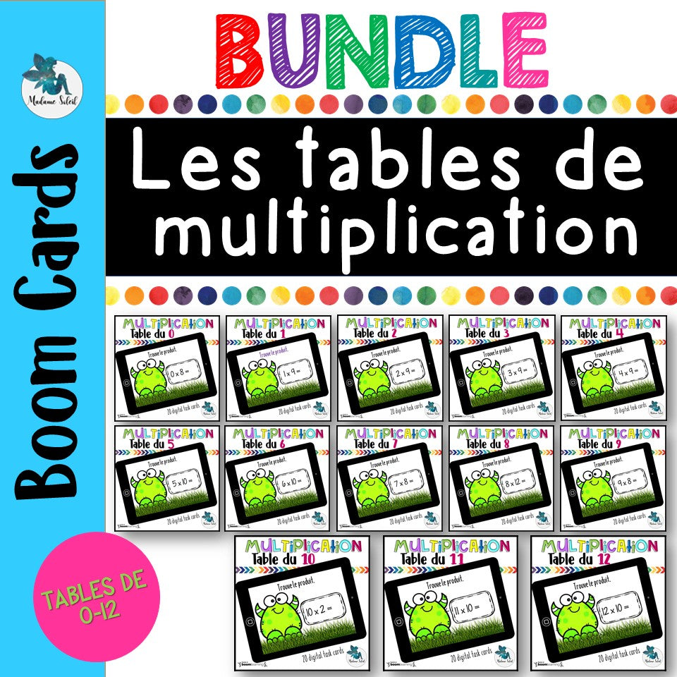 Bundle des tables de multiplication Boom cards