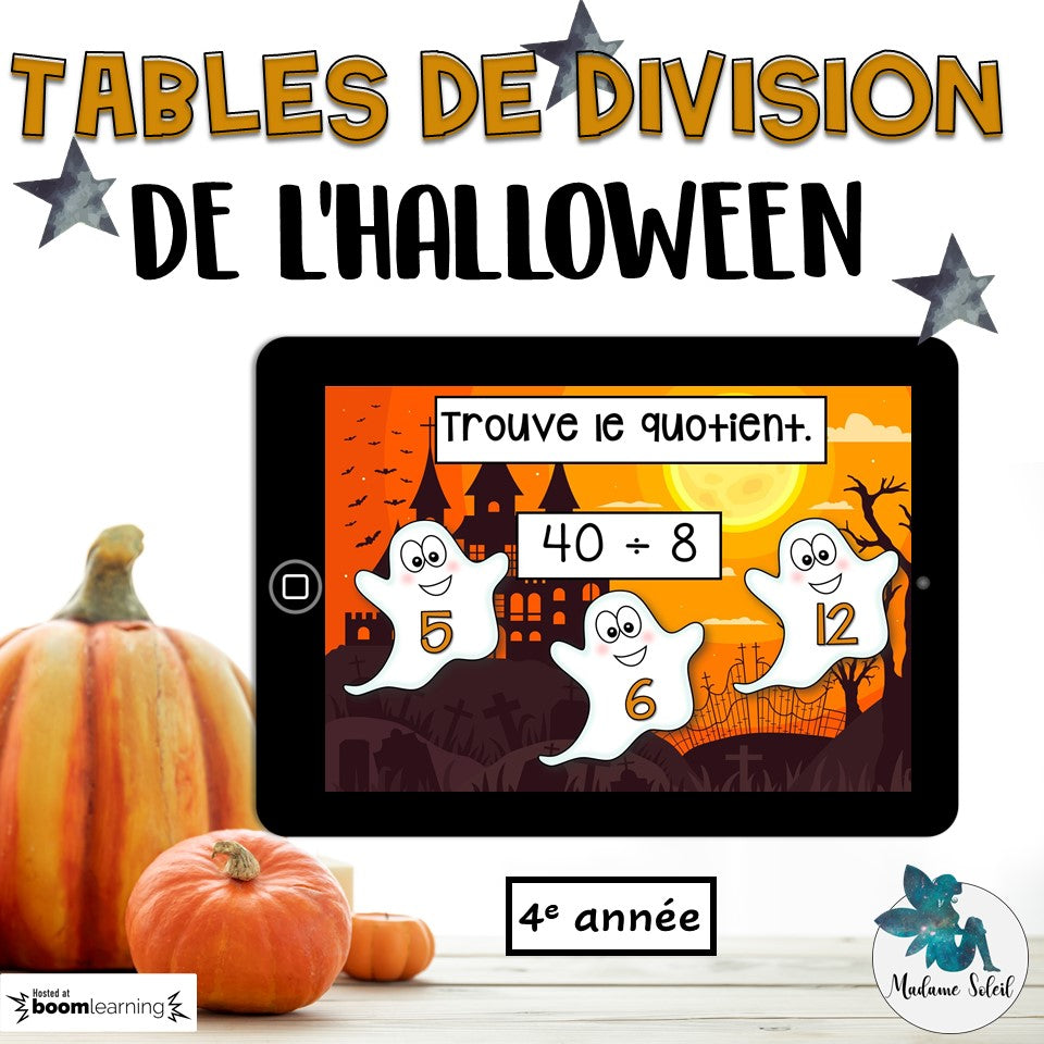 Tables de division de l'Halloween Boom Cards