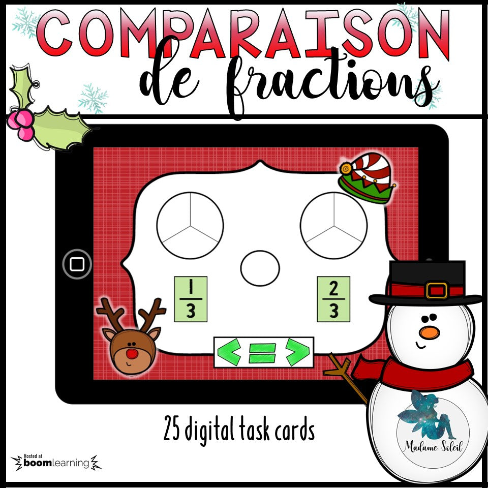 Comparaison de fractions de Noël Boom Cards