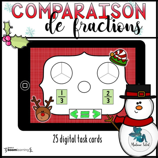 Comparaison de fractions de Noël Boom Cards