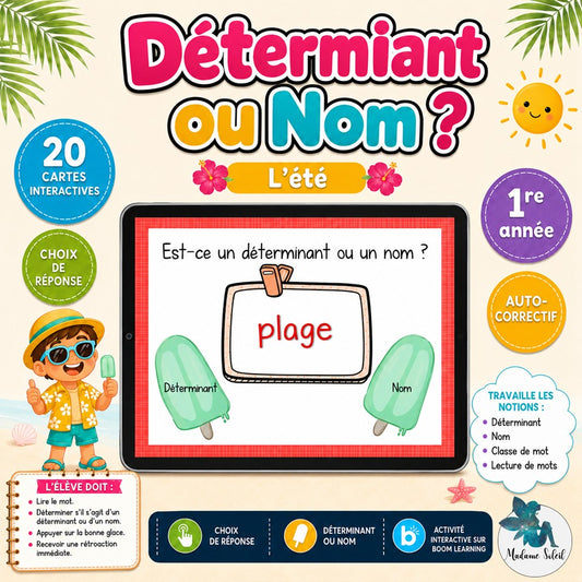 Déterminant ou nom : l'été Boom card