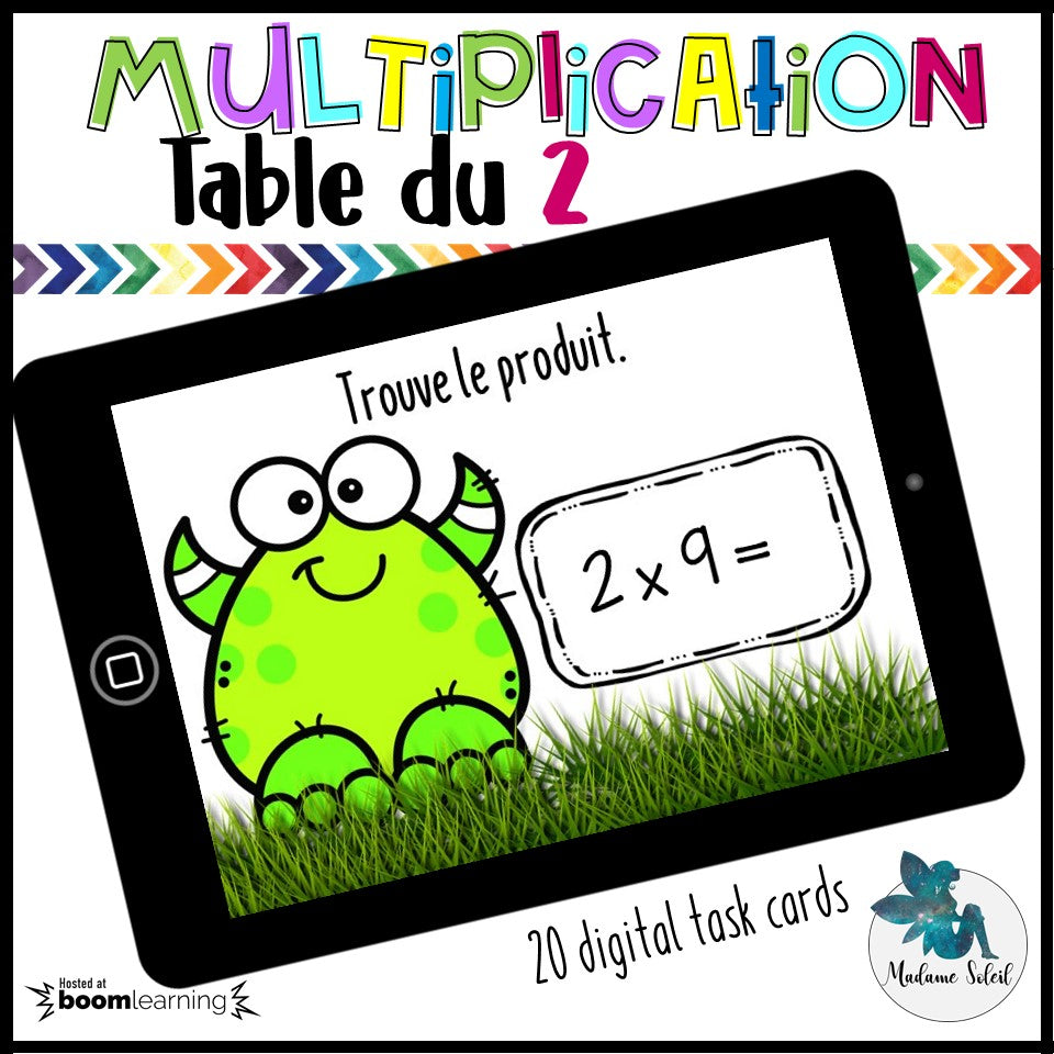 Table de multiplication : 2 - Boom Cards