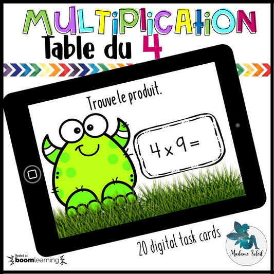 Table de multiplication : 4 - Boom Cards