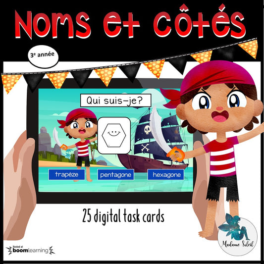 Le nom des polygones et leurs côtés Boom cards