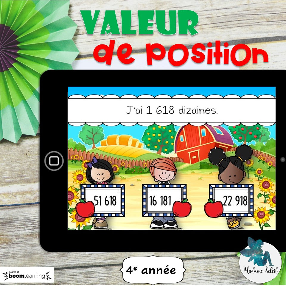 Valeur de position 4e année BOOM CARDS