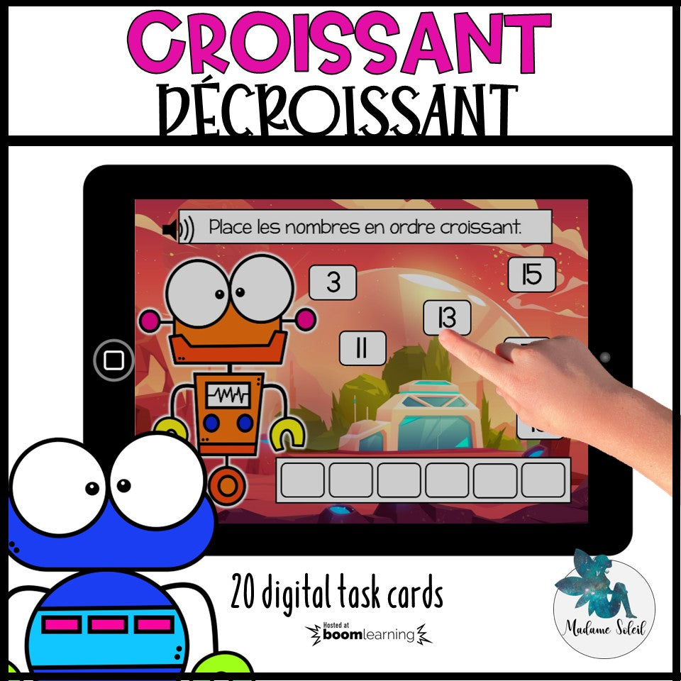 Ordre croissant décroissant 0-20 BOOMS CARDS