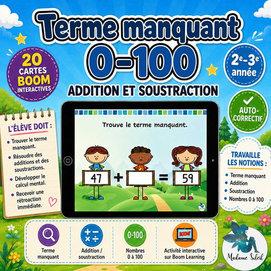 Terme manquant 0-100 / BOOM CARDS