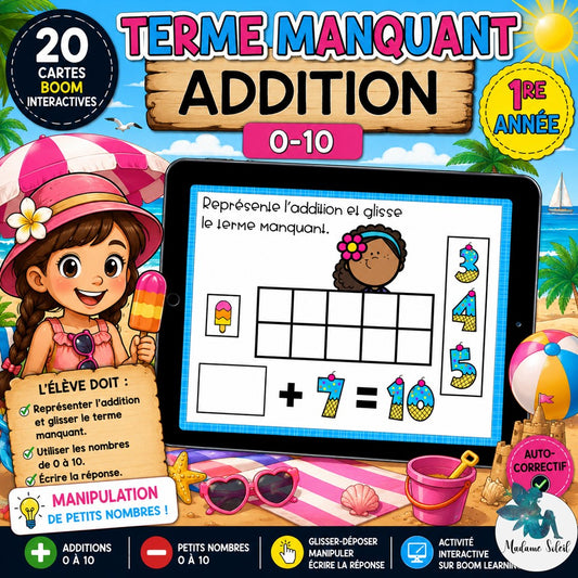 Terme manquant addition 0-10 Boom Cards