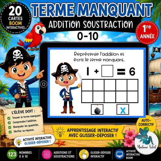 Terme manquant 0-10 addition et soustraction
