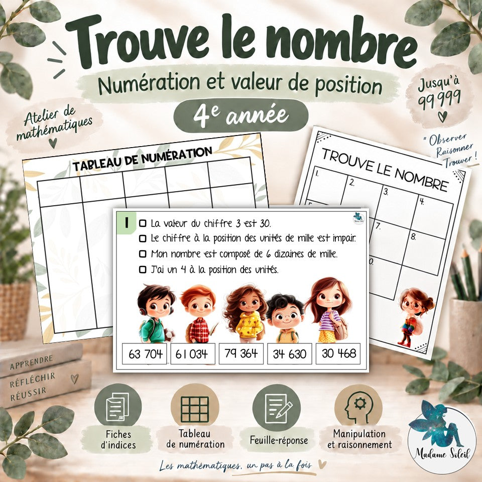 Trouve le nombre – Numération et valeur de position jusqu’à 99 999