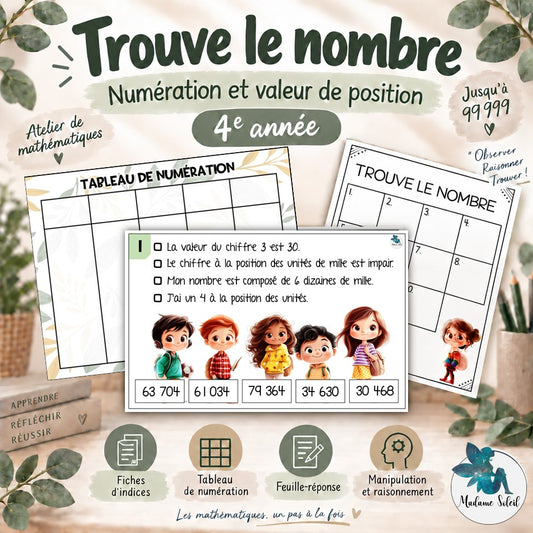 Trouve le nombre – Numération et valeur de position jusqu’à 99 999