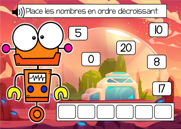 Ordre croissant décroissant 0-20 BOOMS CARDS